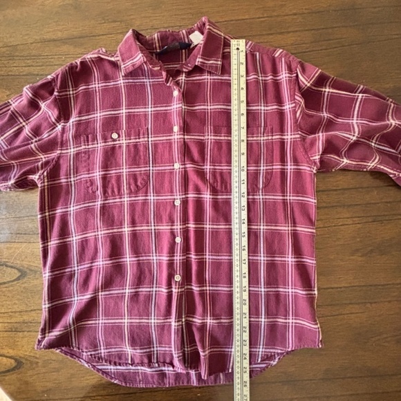 Woolrich vintage Burgundy women's button down plaid shirt size 12 - Picture 8 of 13